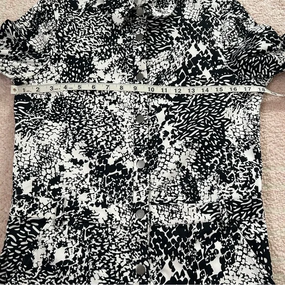 The Kit Black White Patterned Alex Jumpsuit Cropped Long Sleeve Size Medium Fall - Picture 7 of 12